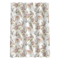 DUSCHVORHANG Aquarell Vögel mit großen Blüten 200/180 cm - Rosa, Textil (200/180cm) - Bilderwelten