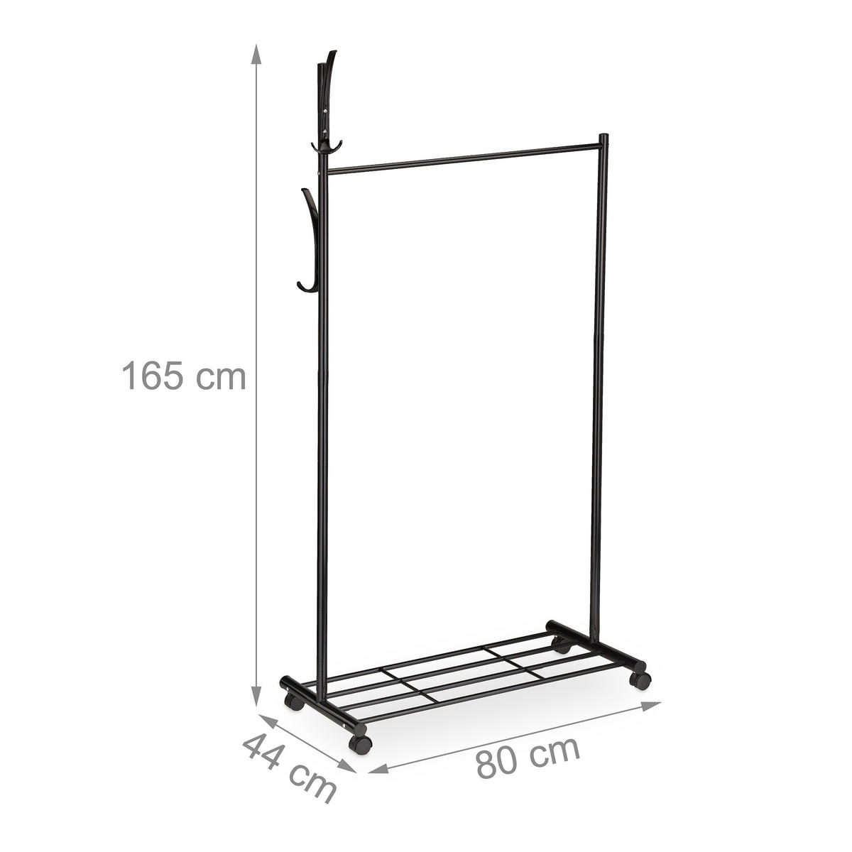 GARDEROBE - Schwarz, Kunststoff/Metall (80/165/44cm) - Relaxdays