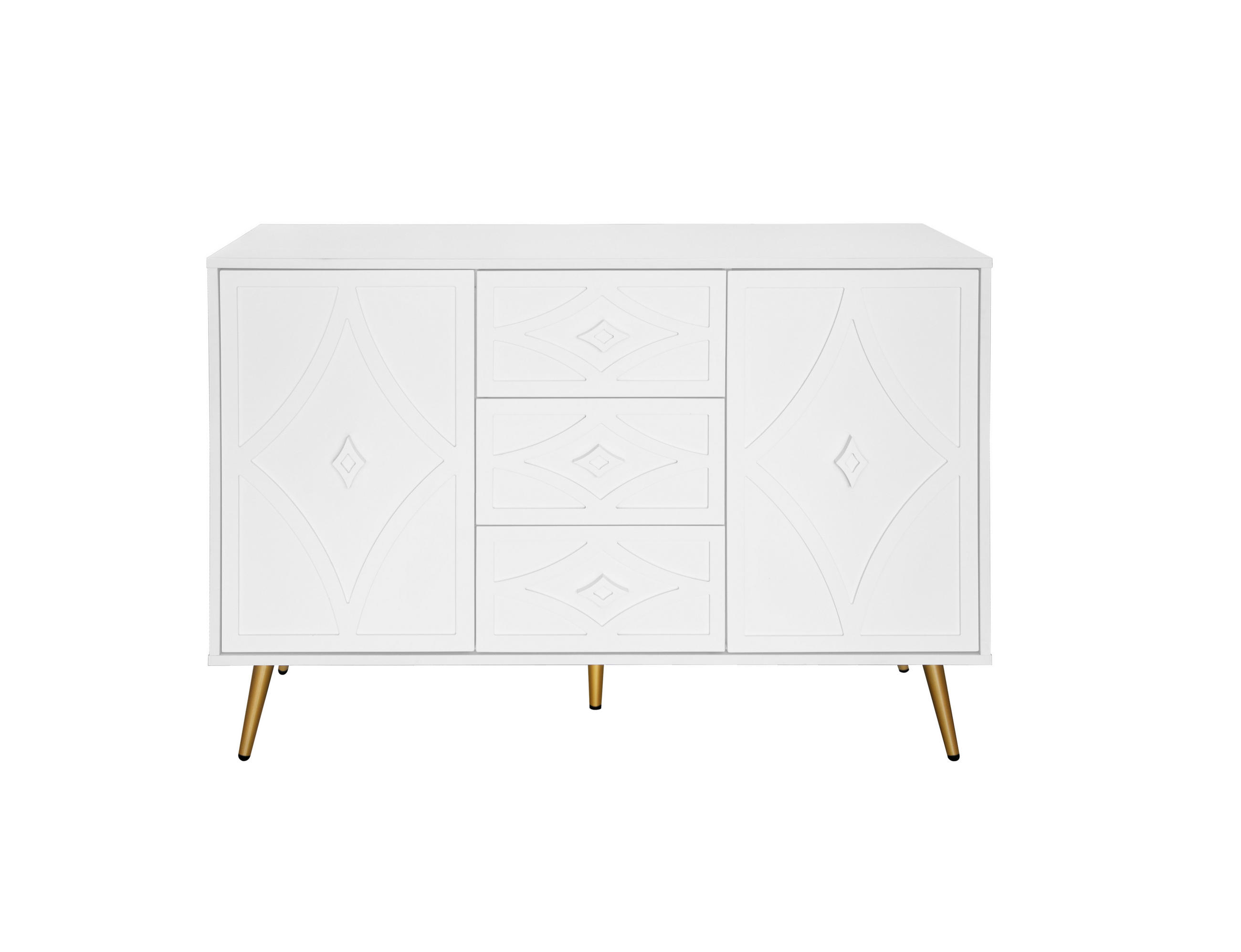 KOMMODE mit 2 Türen, 3 Schubladen und verstellbaren Einlegeböden, 120 x 40 x 80 cm, Weiß, Spanplatte - Weiß, Holzwerkstoff (120/80/40cm) - SONNENH