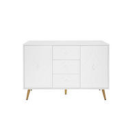 KOMMODE mit 2 Türen, 3 Schubladen und verstellbaren Einlegeböden, 120 x 40 x 80 cm, Weiß, Spanplatte - Weiß, Holzwerkstoff (120/80/40cm) - SONNENH