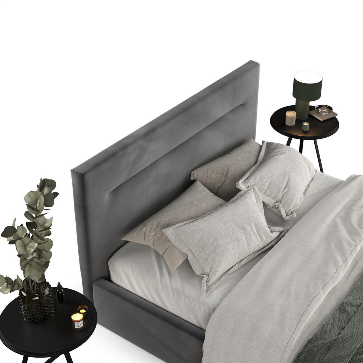 POLSTERBETT Liline 140/200 cm Anthrazit im Paros Stoff - Anthrazit/Schwarz, Holz/Holzwerkstoff (140/200cm) - AltaBeds