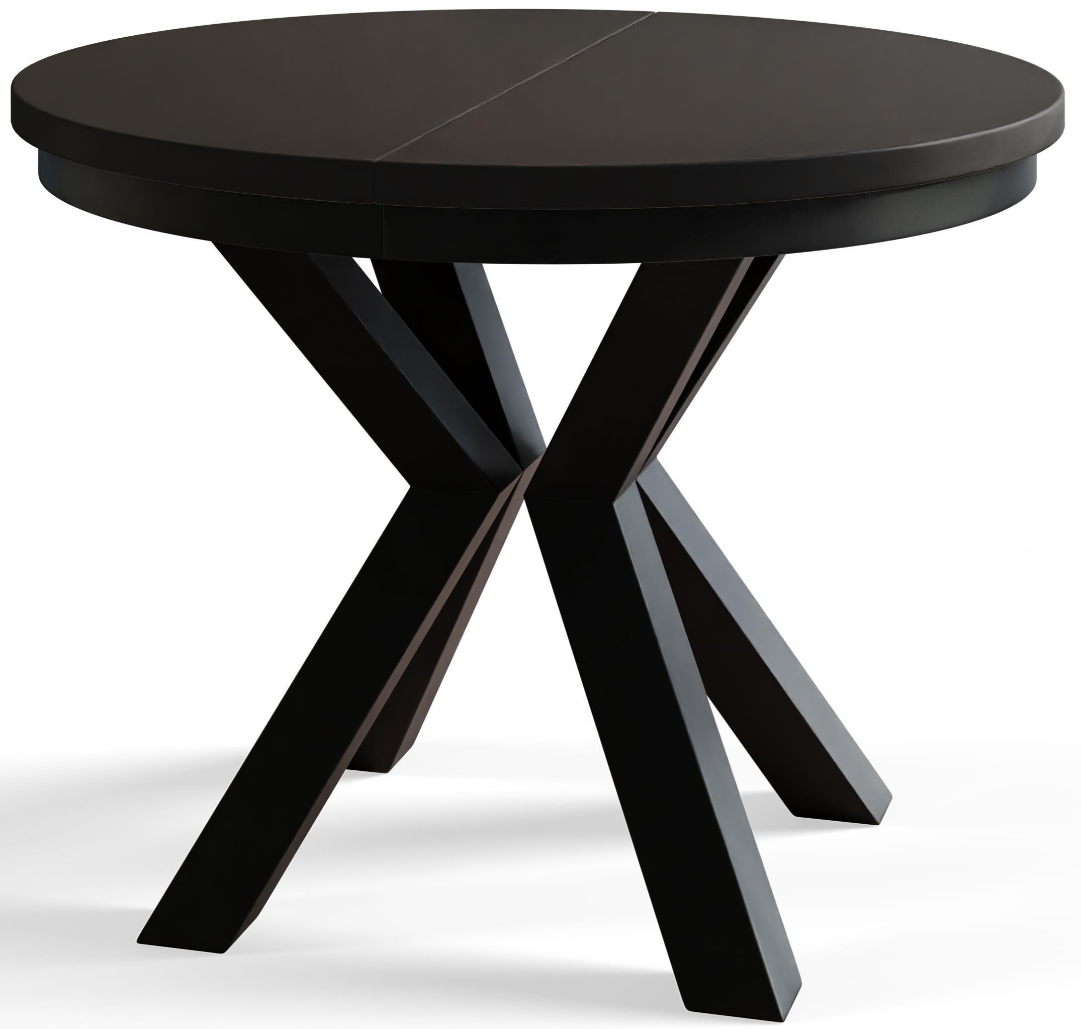 ESSZIMMERTISCH LOFT, ausziehbarer Tisch 100 cm/180 cm, Farbe: Schwarz, mit Metallbeinen in Farbe Schwarz - Schwarz, Holzwerkstoff (100/100/76cm) - Alpi-Möbel