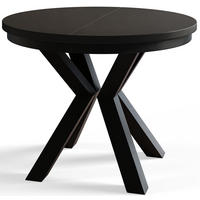 ESSZIMMERTISCH LOFT, ausziehbarer Tisch 100 cm/180 cm, Farbe: Schwarz, mit Metallbeinen in Farbe Schwarz - Schwarz, Holzwerkstoff (100/100/76cm) - Alpi-Möbel