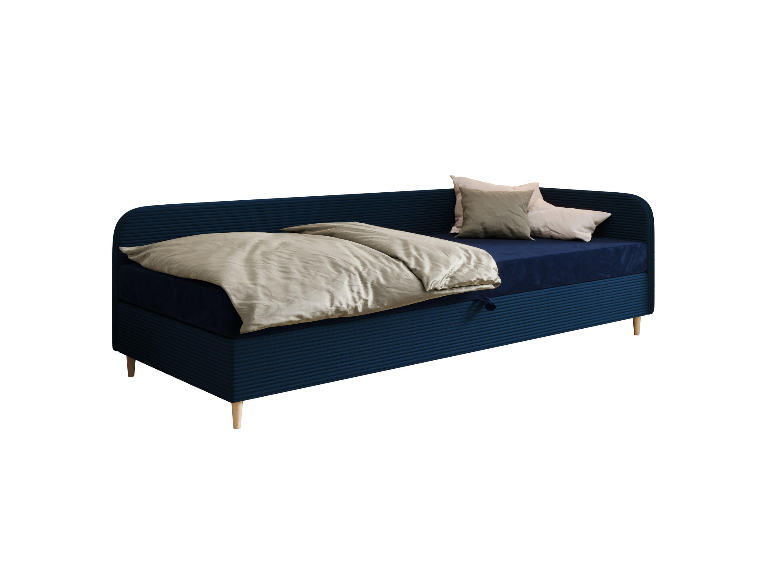 BOXBETT MIKO 100x200 mit Matratze H3, Bonell und Topper RIVIERA 81+LINCOLN 77 - Dunkelblau, Textil (100/200cm) - Bedante