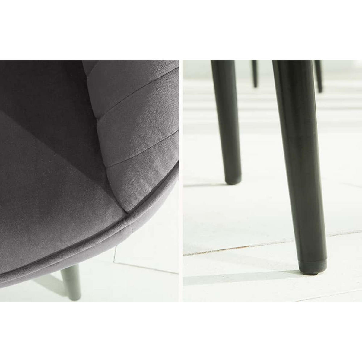 ARMLEHNSTUHL TURIN Samt Silbergrau - Silberfarben/Schwarz, Textil/Metall (60/84/61cm) - riess-ambiente