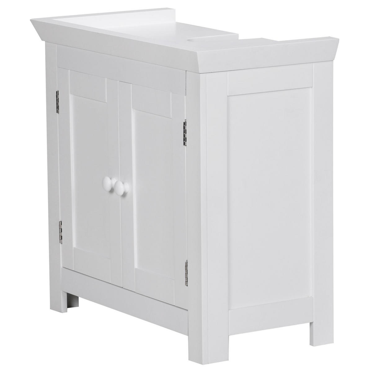WASCHBECKENUNTERSCHRANK Weiß 57 cm breit mit 2 Türen und Bodenstehend - Weiß, Holzwerkstoff (57/56/30cm) - KADIMA DESIGN