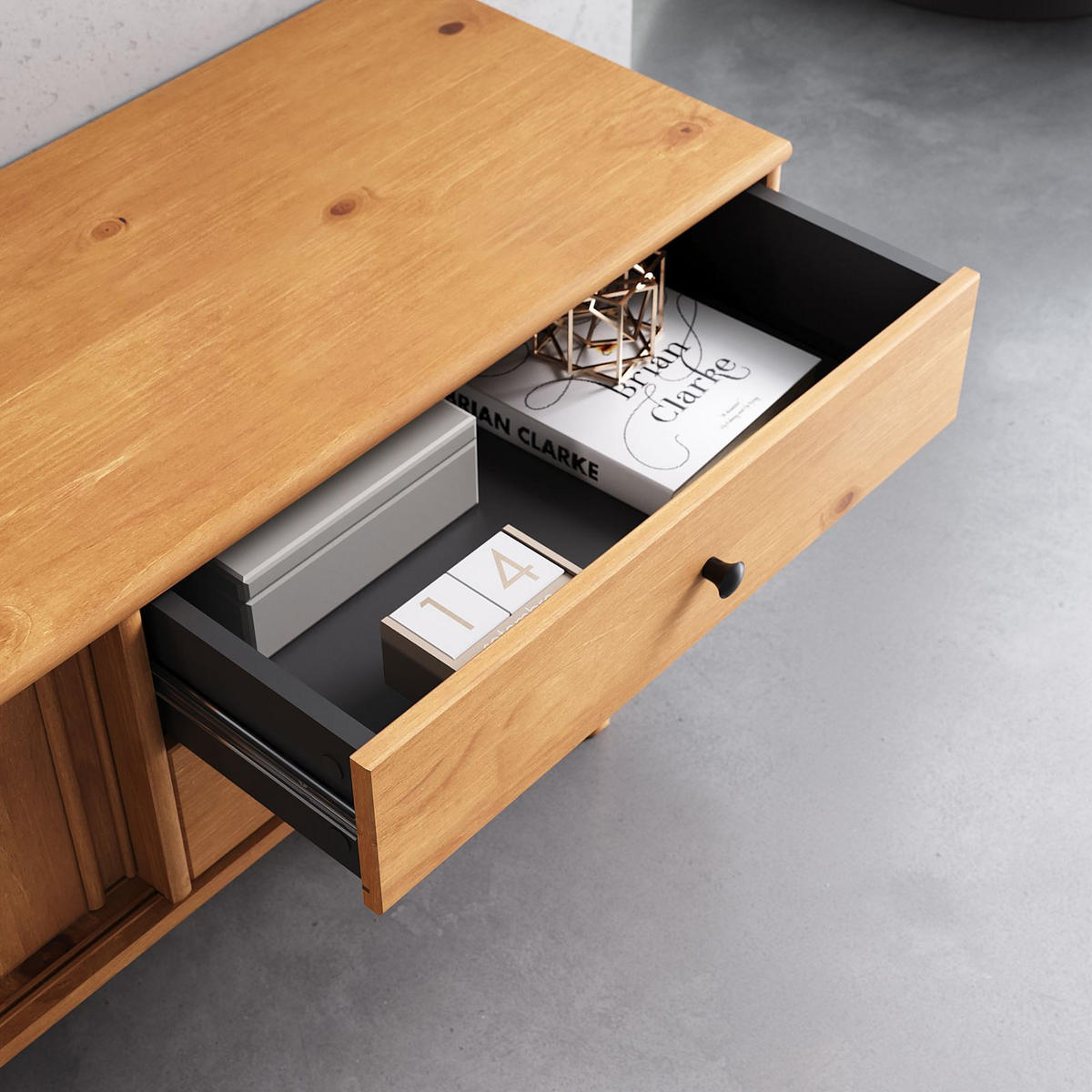 LOWBOARD SIMONA Eiche - Eichefarben, Holz (175/52/41cm) - IDIMEX