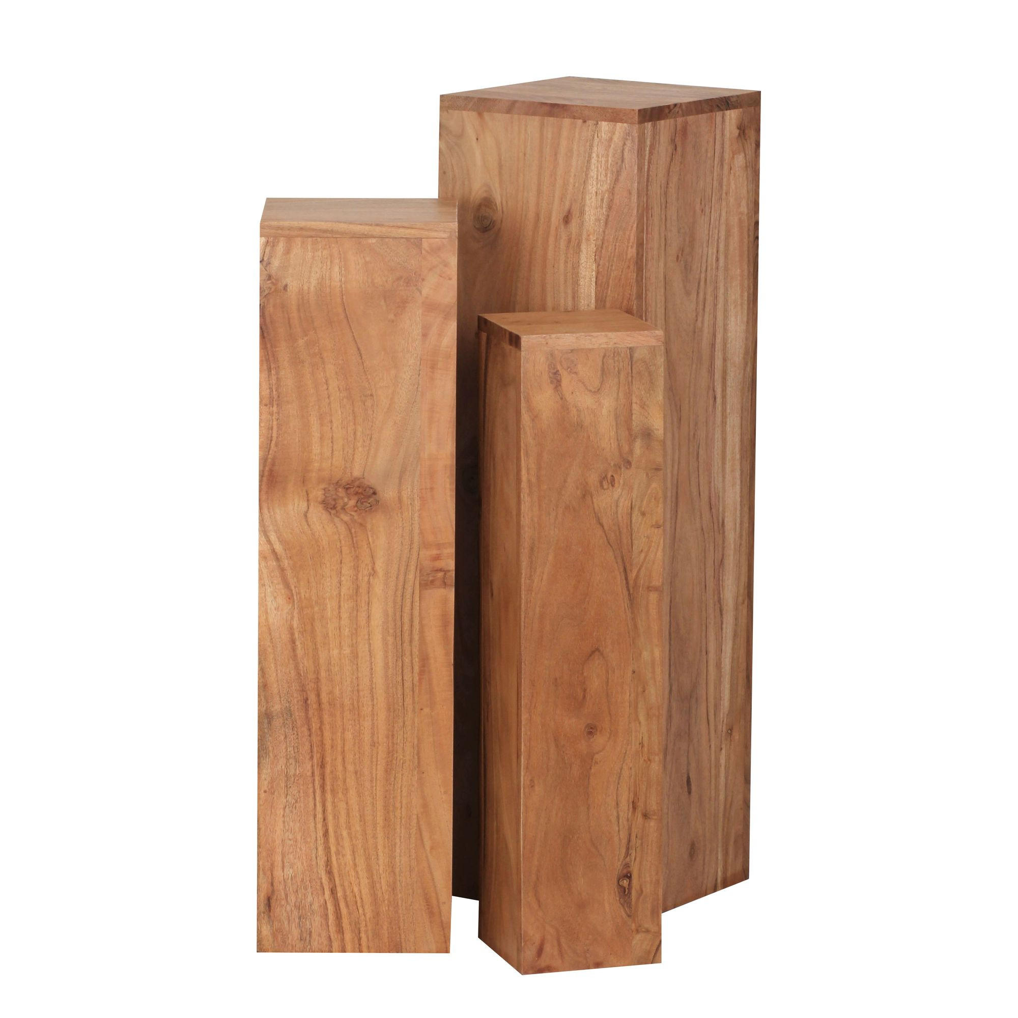 BEISTELLTISCH 3er Set Massivholz Ineinander Verstaubar Einzigartige Maserung, Beige 24x24x85 cm - Beige, Holz (24/24/85cm) - KADIMA DESIGN