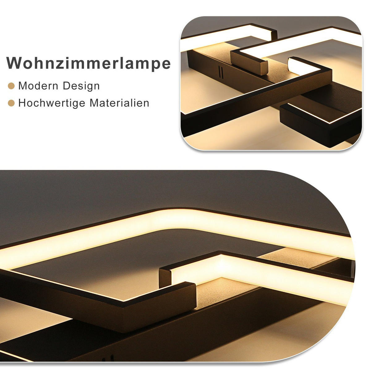 LED-DECKENLEUCHTE Carsten 61/47/6 cm - Schwarz, Metall (61/47/6cm) - Nettlife
