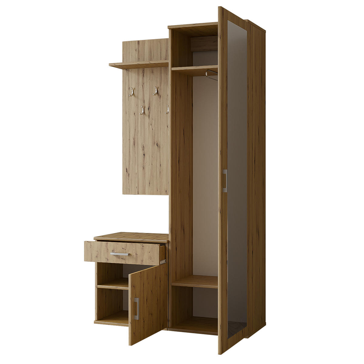 GARDEROBENSCHRANK VENTO 100/180,5/35 cm Modern Garderobe-Set Eiche Artisan - Eiche Artisan, Holzwerkstoff (100/180.5/35cm) - MASSENO