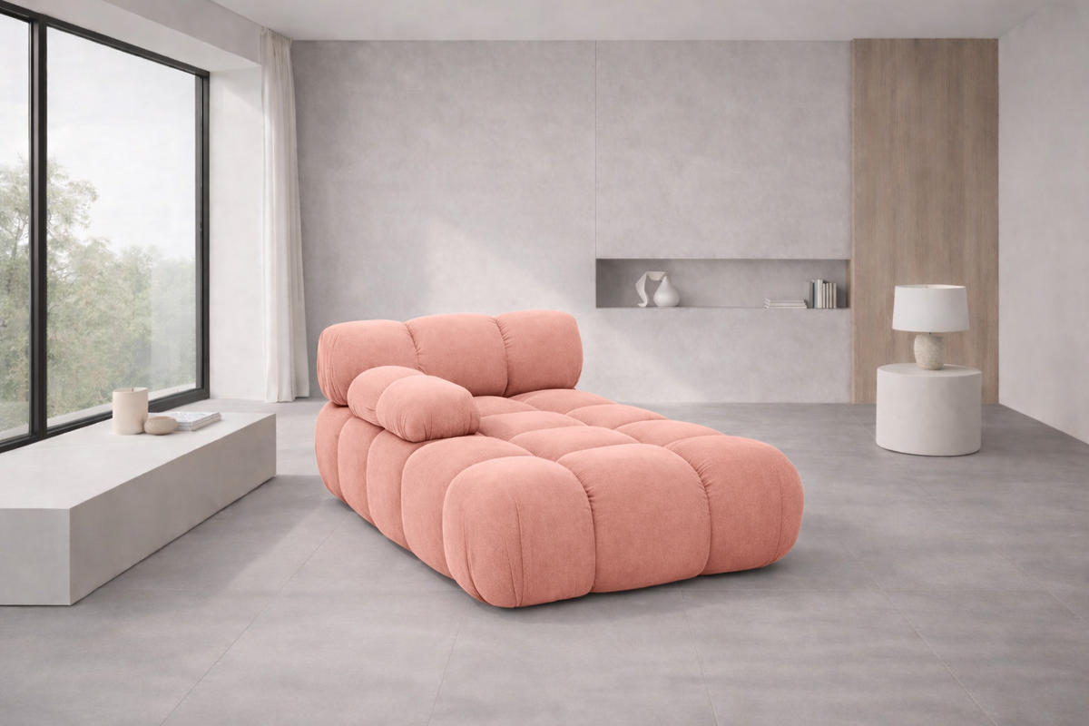 CHAISELONGUE Modular, Veloursstoff Salvador, Rosa, Links, Selia - Graphitfarben/Rosa, Holz (95/70/160cm) - Kaiser Möbel