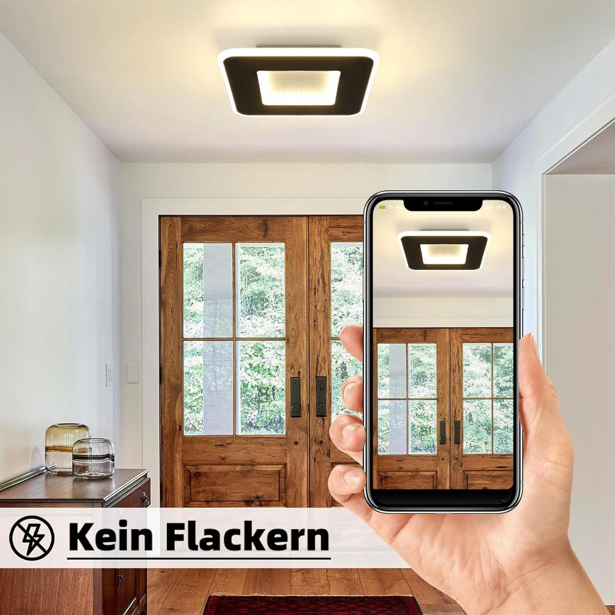 LED-DECKENLEUCHTE Gunther 24 cm - Schwarz, Metall (24/24/4cm) - Nettlife