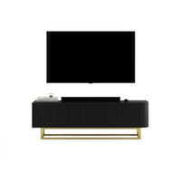 TV STOLÍK Aurora čierny matný 140 cm s kovovým rámom - čierna, kov/kompozitné drevo (140/44/35cm) - Meble Lindner