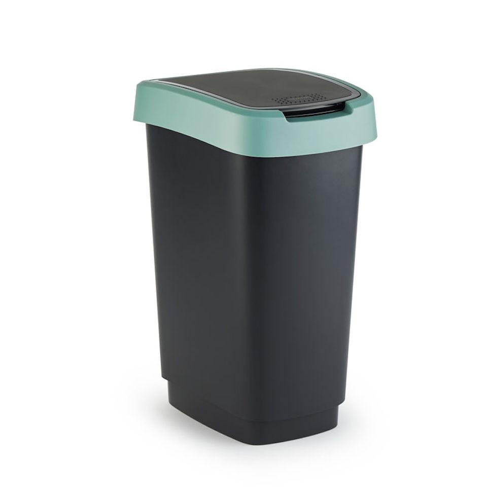 MÜLLEIMER 25 Liter 47,6x25x33 cm Kunststoff Schwarz-Grün - Schwarz, Kunststoff (25.2/47.6/33.3cm) - PROREGAL