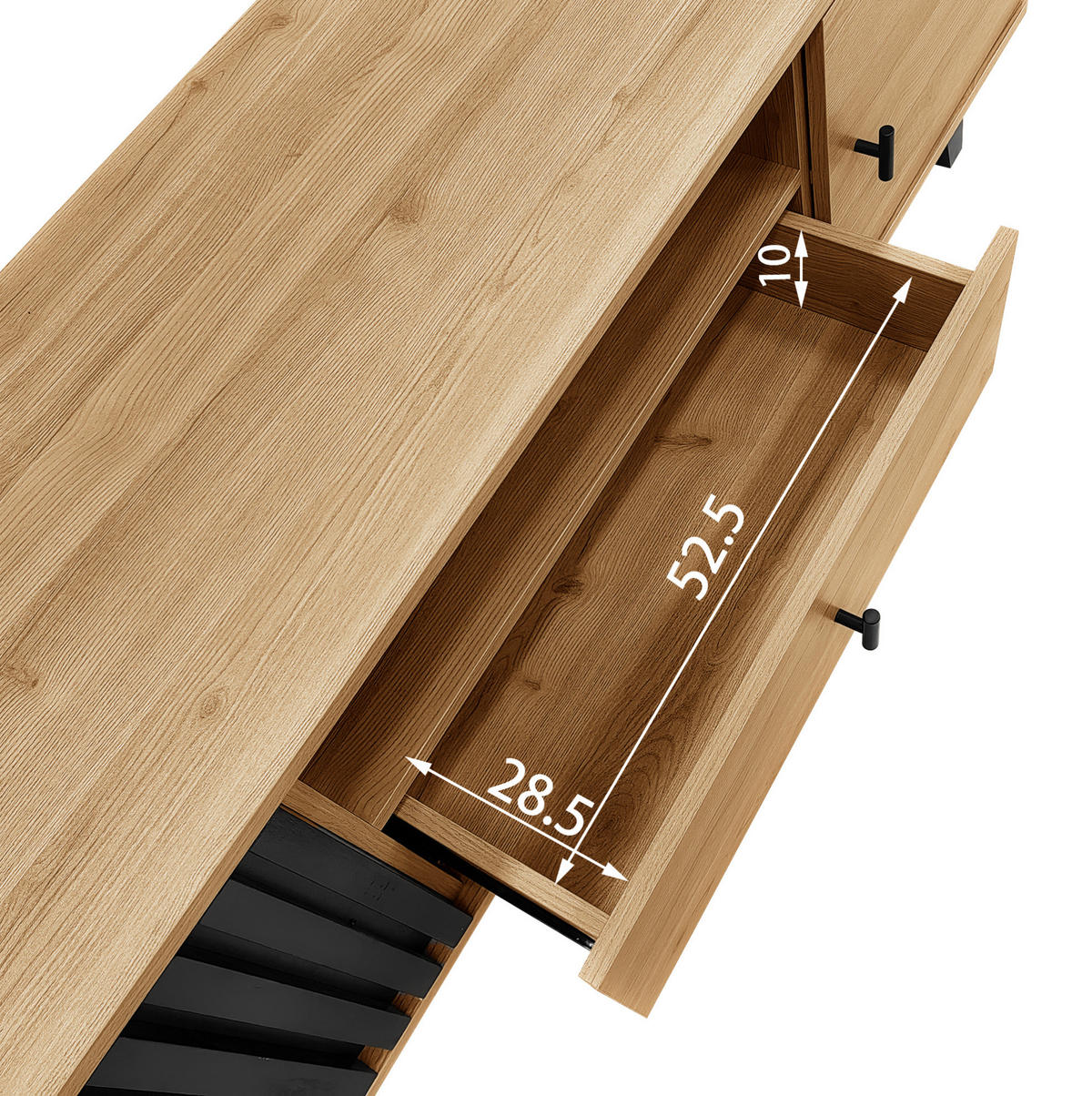 TV-SCHRANK mit Holz- und Schwarzdesign 170/40/50.5 cm - Naturfarben, Holzwerkstoff (170/50.5/40cm) - Redom