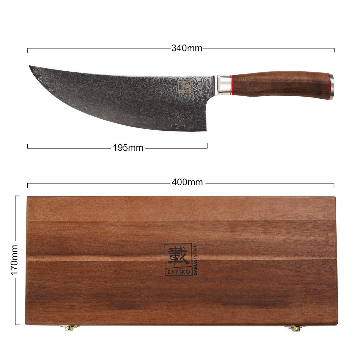 WIEGEMESSER 19,5 cm - Nussbaumfarben, Holz/Metall (34cm) - Zayiko