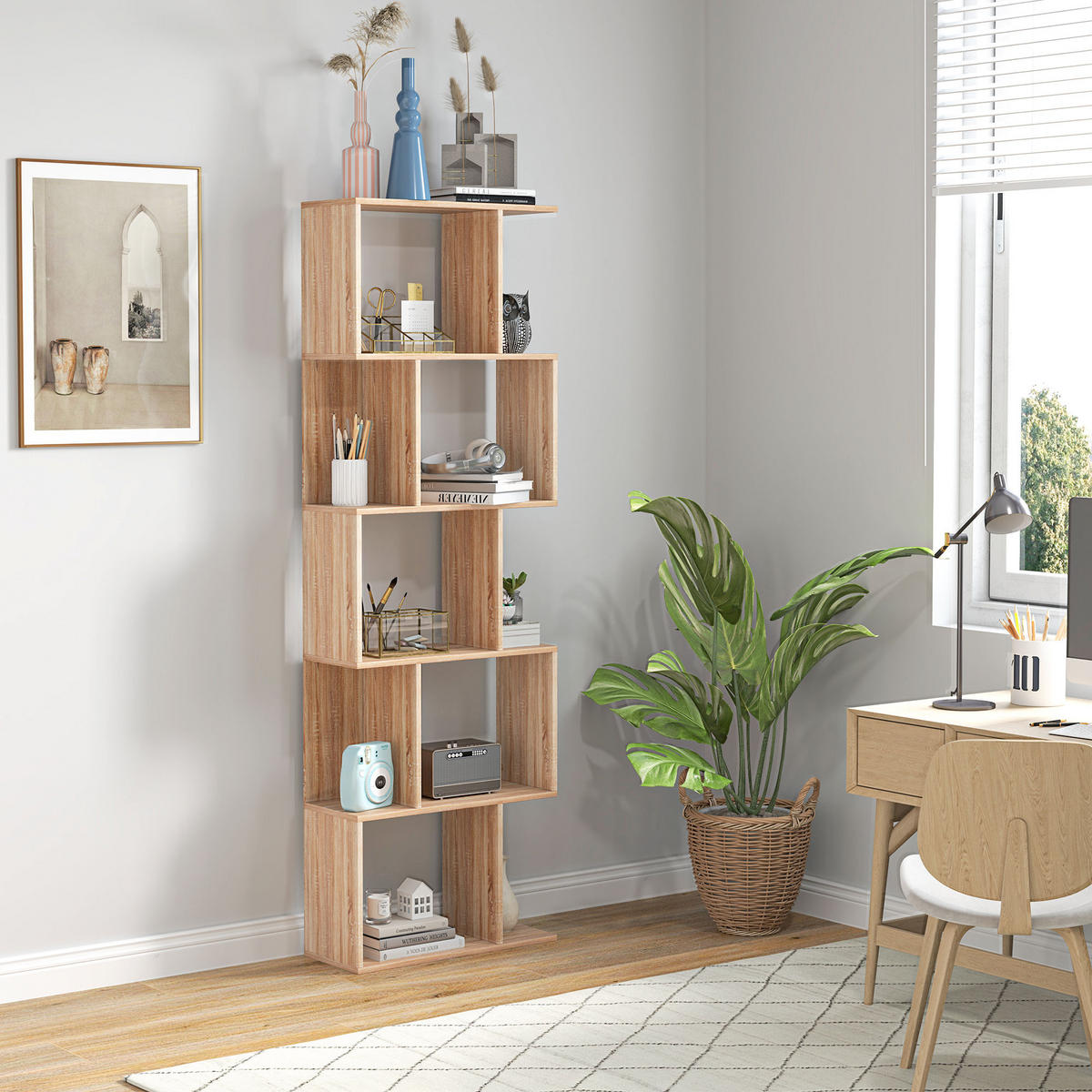 REGAL DE-15540 60/24/184 cm, S-Form Naturholz - Naturfarben, Holzwerkstoff (60/184.5/24cm) - ComfortXL