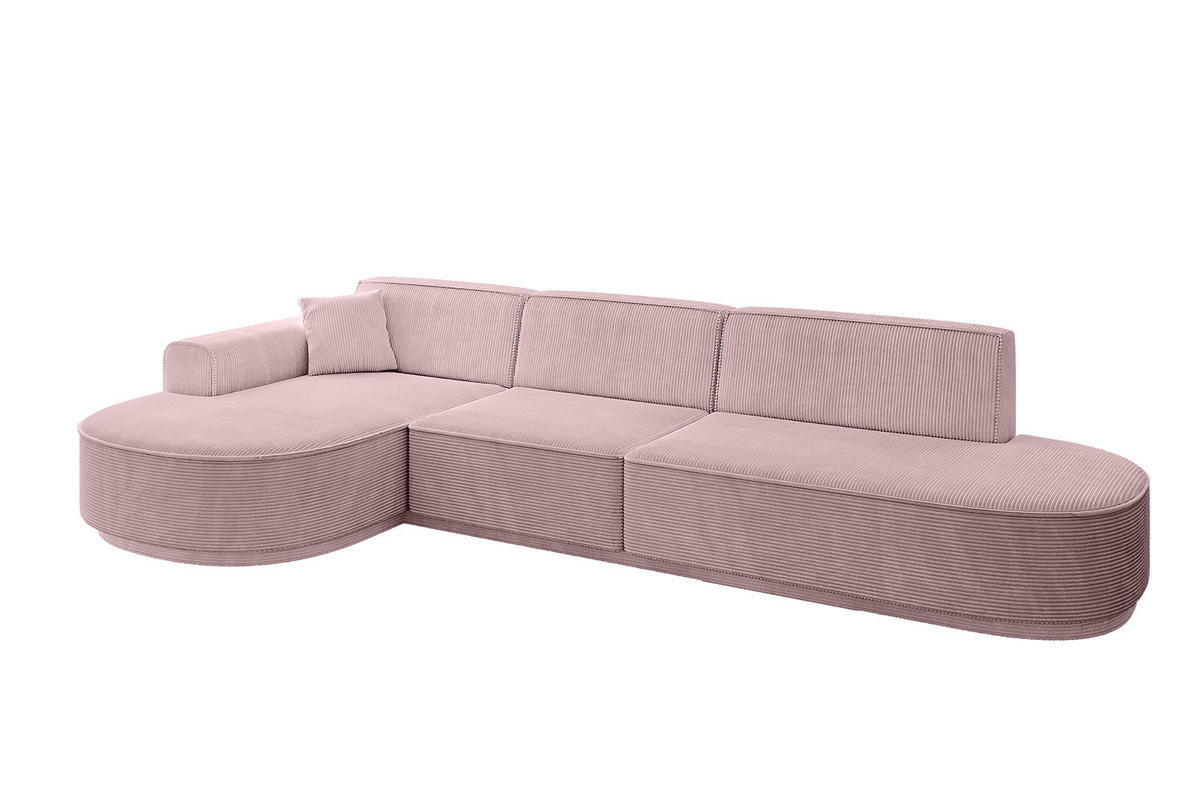 ECKSOFA Ottomane Links MARI-L2 - 317x163x73,5 cm Rosa Cord - Schwarz/Rosa, Holzwerkstoff/Kunststoff (165/321cm) - ALTDECOR