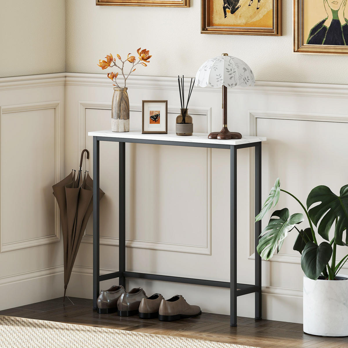 KONSOLENTISCH Spanplatte Metall Schwarz - Schwarz, Holzwerkstoff (75/24/76cm) - HOMCOM