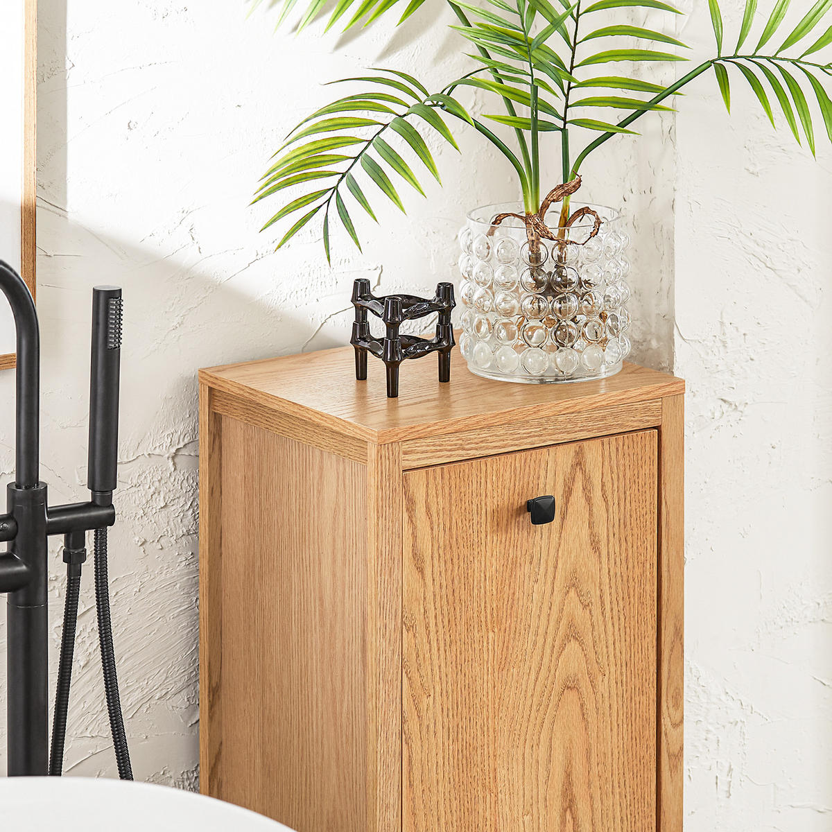 WÄSCHESCHRANK Weiß - Hellbraun, Holzwerkstoff (40/90/35cm) - SoBuy