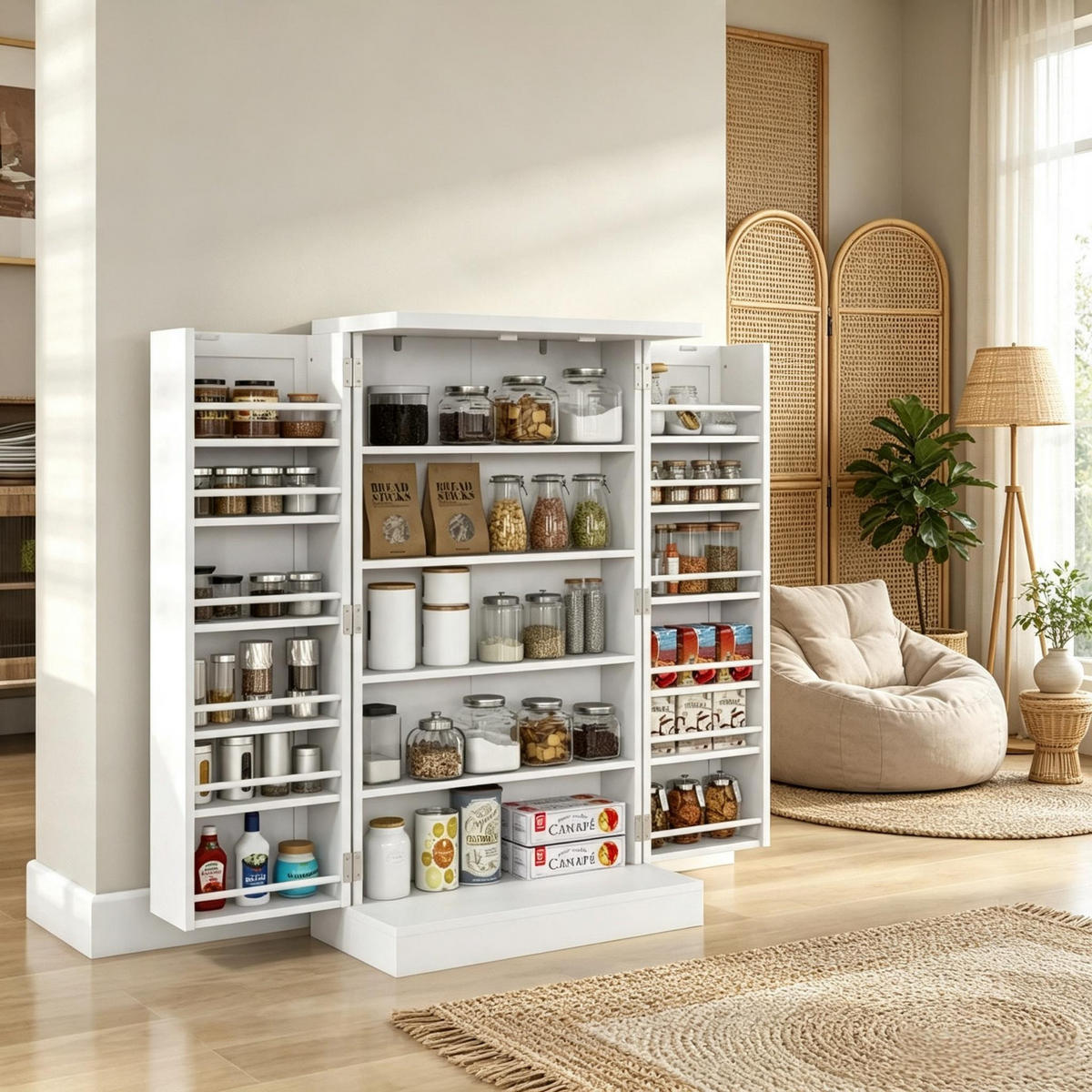 HIGHBOARD DE-38818 60/30/104 cm 5 Hauptfächer und Türregale Weiß - Weiß, Holzwerkstoff (60/104/30cm) - ComfortXL