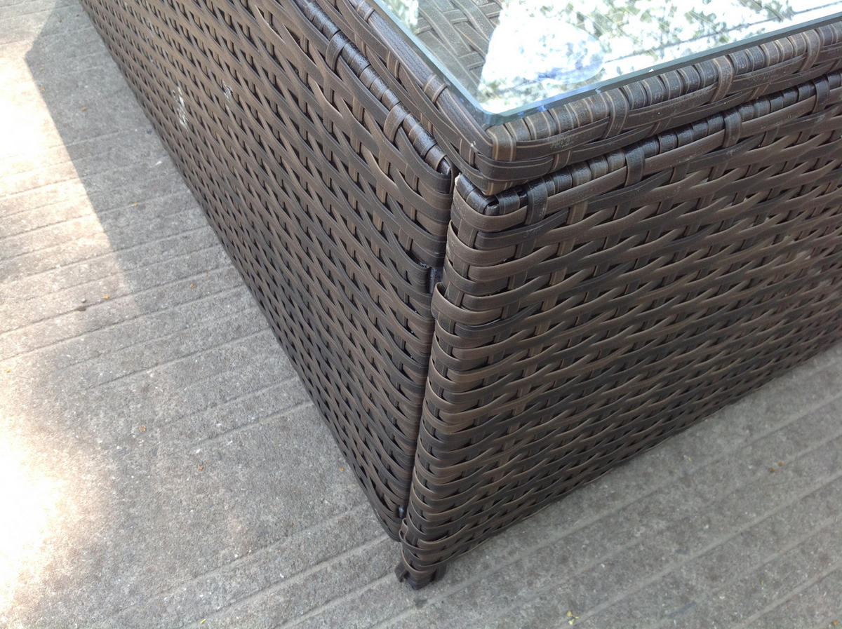GARTENTISCH Polyrattan - Braun, Glas/Kunststoff (85/50/37cm) - Fimous