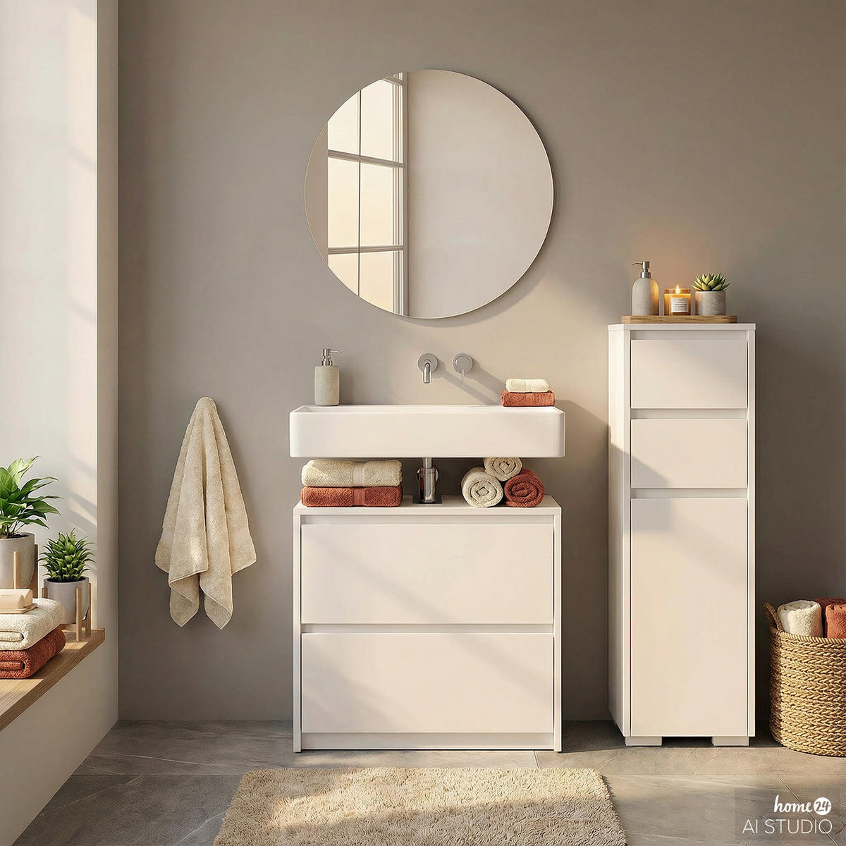 UNTERSCHRANK - Weiß - Weiß, Holzwerkstoff (30/96/30cm) - home24