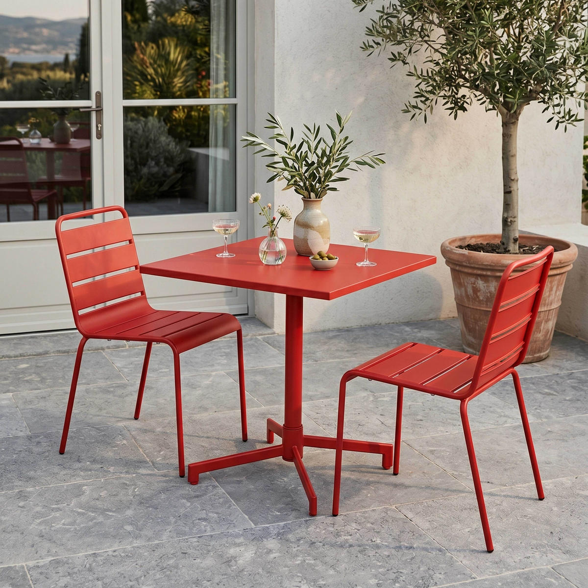 GARTENSET 3-tlg., Rot - Rot, Metall - Oviala