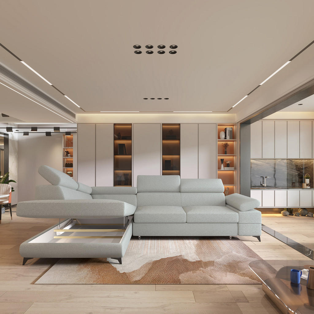 Thumbnail - Masseno Ecksofa, Creme, Holz, 4-Sitzer, L-Form,L-Form, 257x190 cm, Wohnzimmer, Sofas & Couches, Wohnlandschaften, Ecksof...