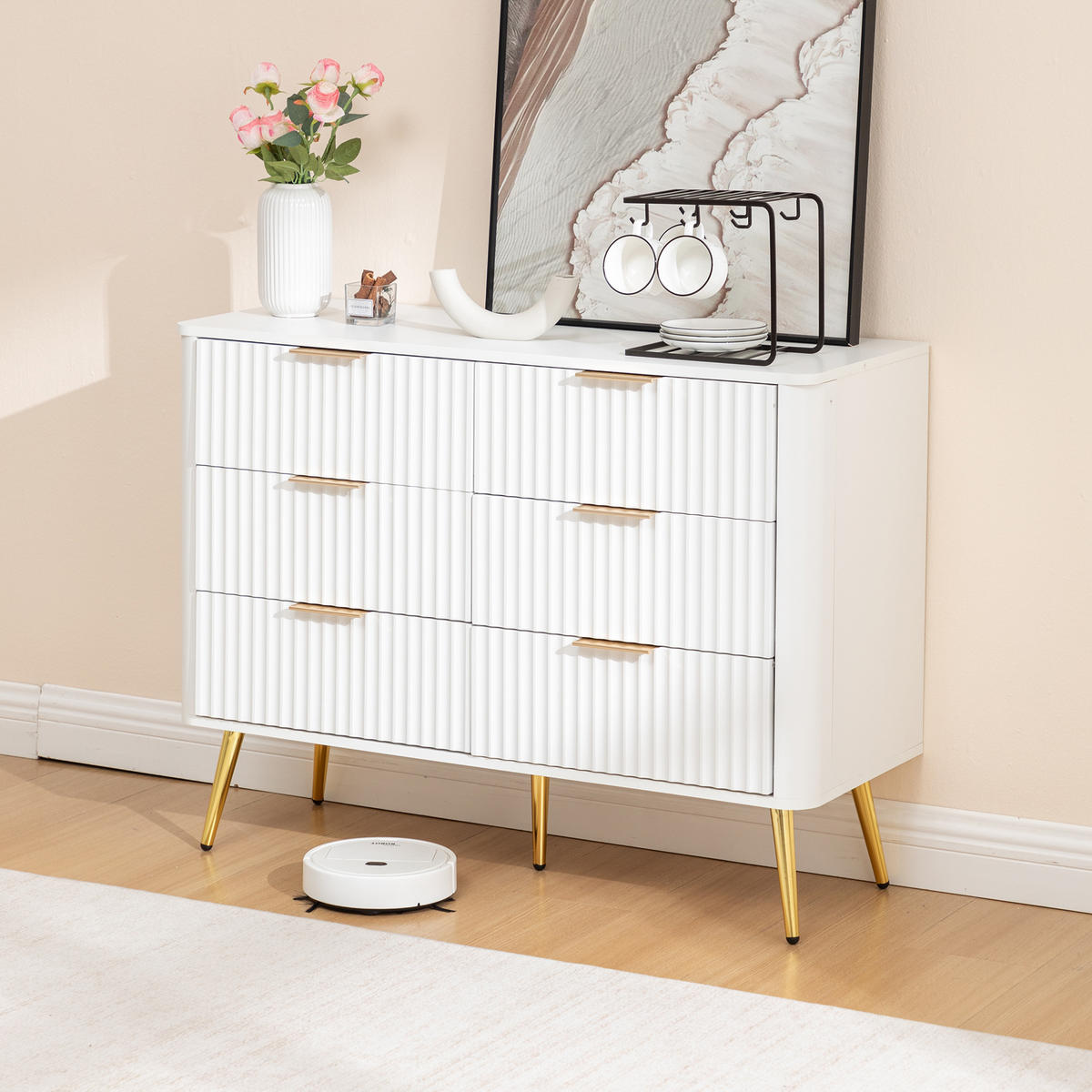 KOMMODE Weiß 105/40/80 cm - Weiß, Holzwerkstoff (105/80/40cm) - PANGIVO