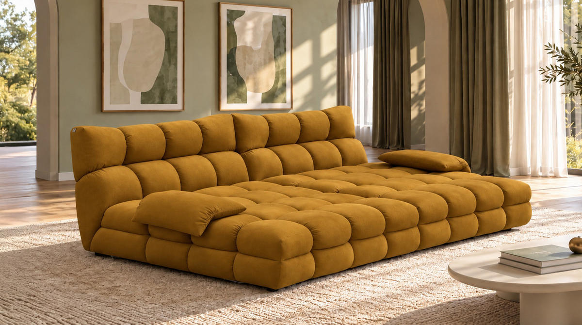 BIG SOFA AMIA Braun Velvet - Dunkelbraun/Schwarz, Kunststoff/Textil (290/86/178cm) - KAWOLA