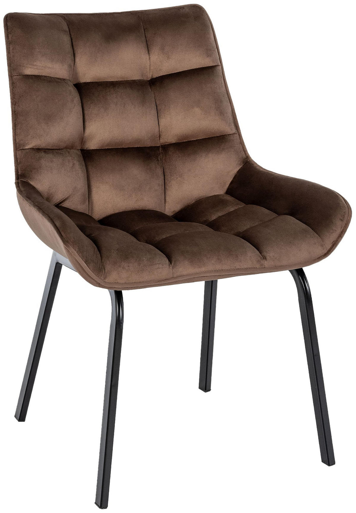 STUHL Samt braun - Schwarz/Braun, Textil/Metall (58/84/57cm) - CLP