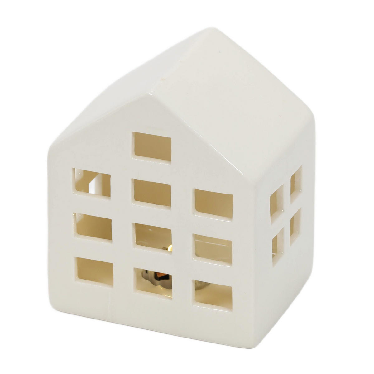 LED-HÄUSCHEN 3er-Set Scandi - Weiß, Keramik (7.5/13.8/9.7cm) - Home Styling Collection