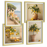 BILDER SET 4er Set - 50x50 cm & 40x60 cm Goldrahmen - Zitronenbäume im Topf - Goldfarben, Kunststoff (50/50cm) - TULUP
