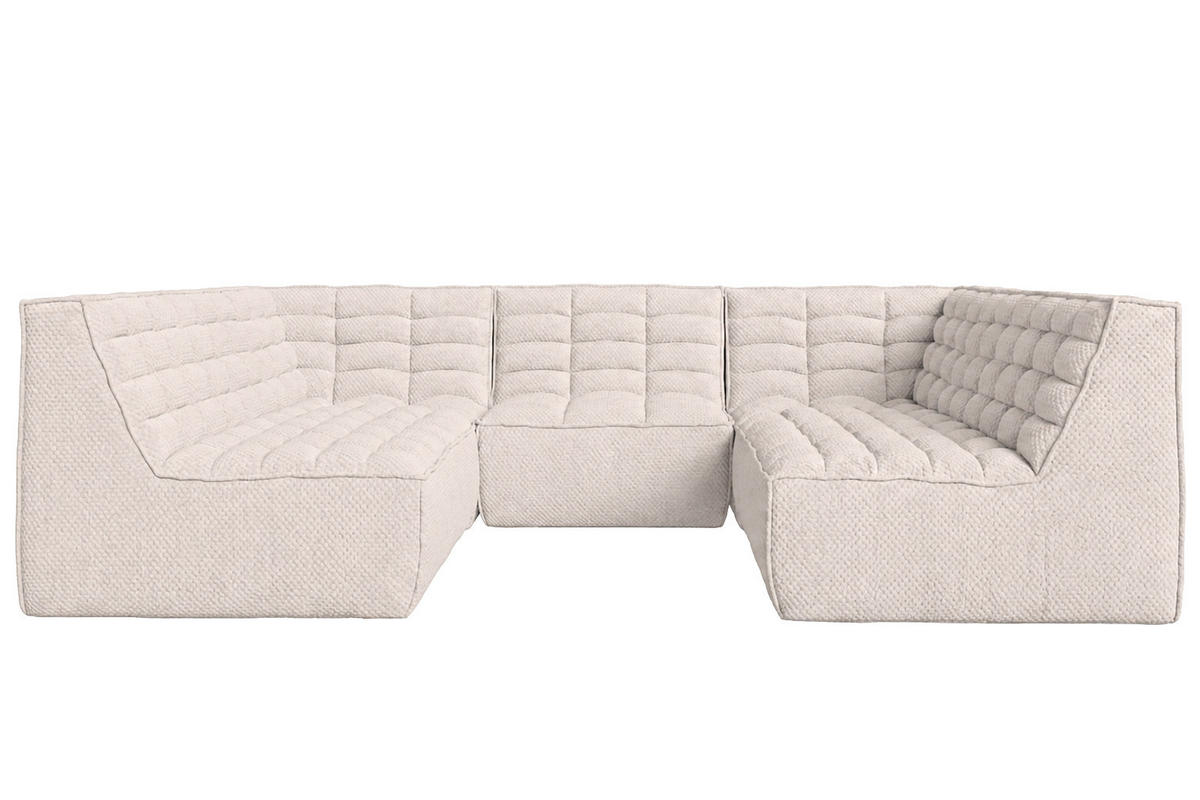 ROHOVÁ SEDAČKA modulární Corner ve tvaru U, plyšová tkanina Pop, Béžová, LAZY U CORNER - béžová, dřevo (266/76/253cm) - Kaiser Möbel
