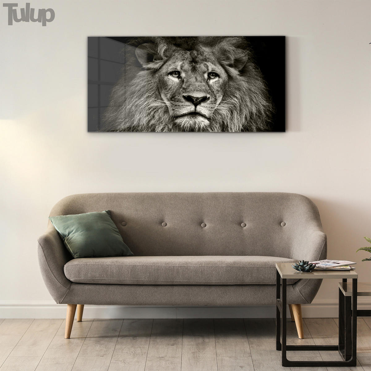 GLASBILD 120x60 cm Löwe Tier - Anthrazit, Glas (120/60cm) - TULUP