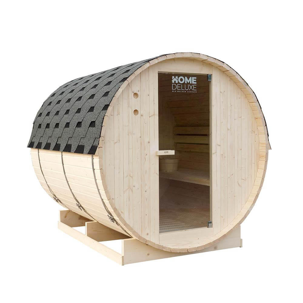 FASSSAUNA LAHTI - Größe: XL - Braun, Holz (189/191.5/220cm) - Home Deluxe