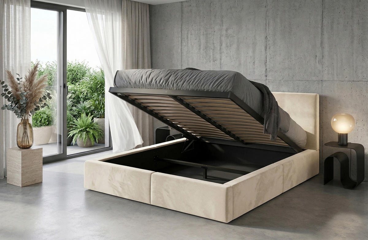 POLSTERBETT Hilton mit Stauraum - Kaschmir, Textil (120/200cm) - Interbeds