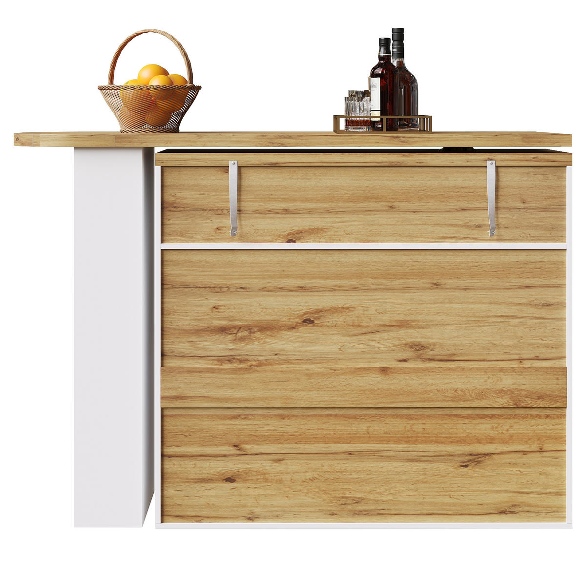 BARTISCH Ausziehbar 360° Drehbar Kücheninsel Stauraum Weiß - Weiß, Holzwerkstoff (39/138/104cm) - FLIEKS