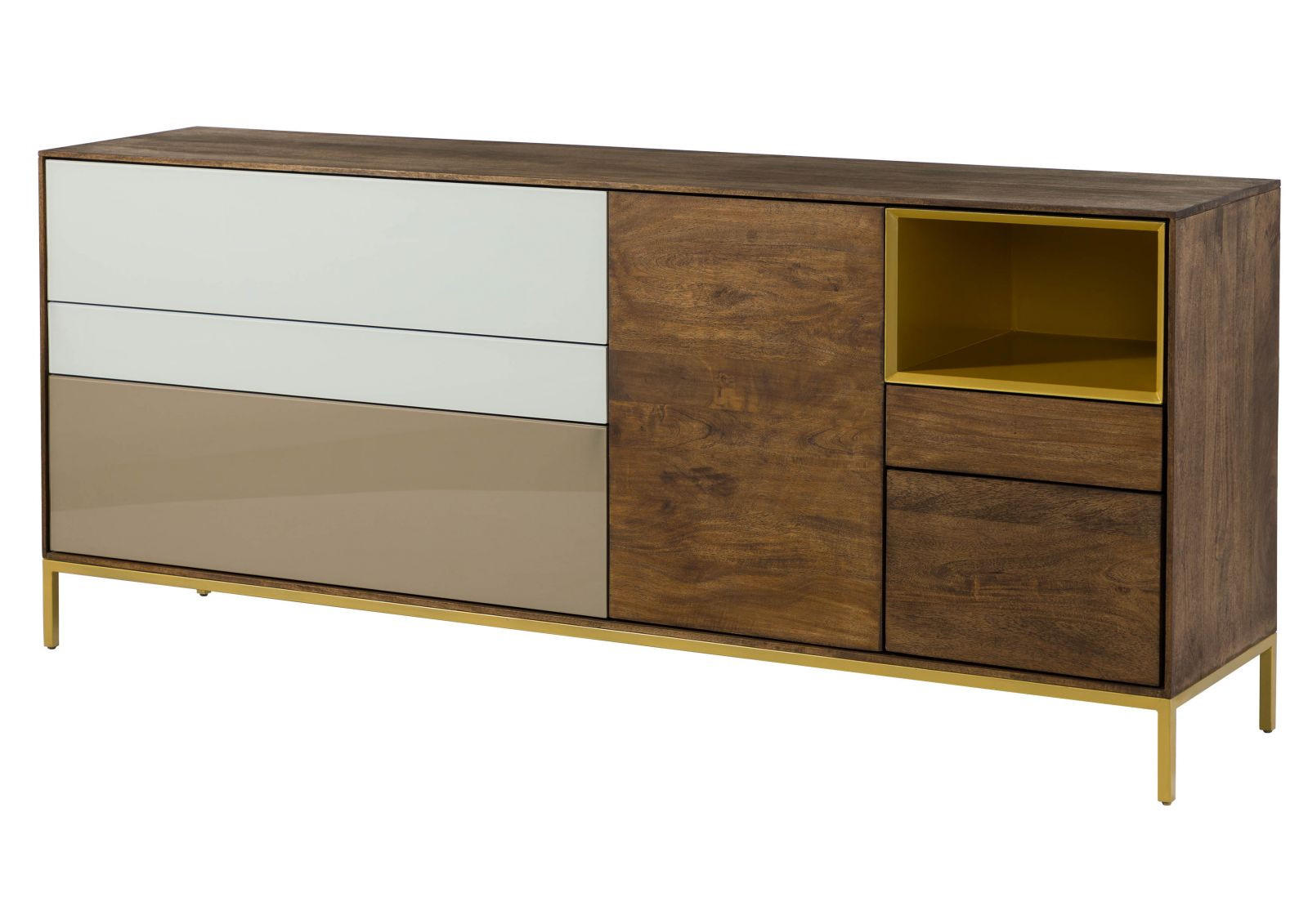 SIDEBOARD Mango 200x45x85 braun geölt CHICAGO #105 - Braun, Holz (200/85/45cm) - Massivmoebel24