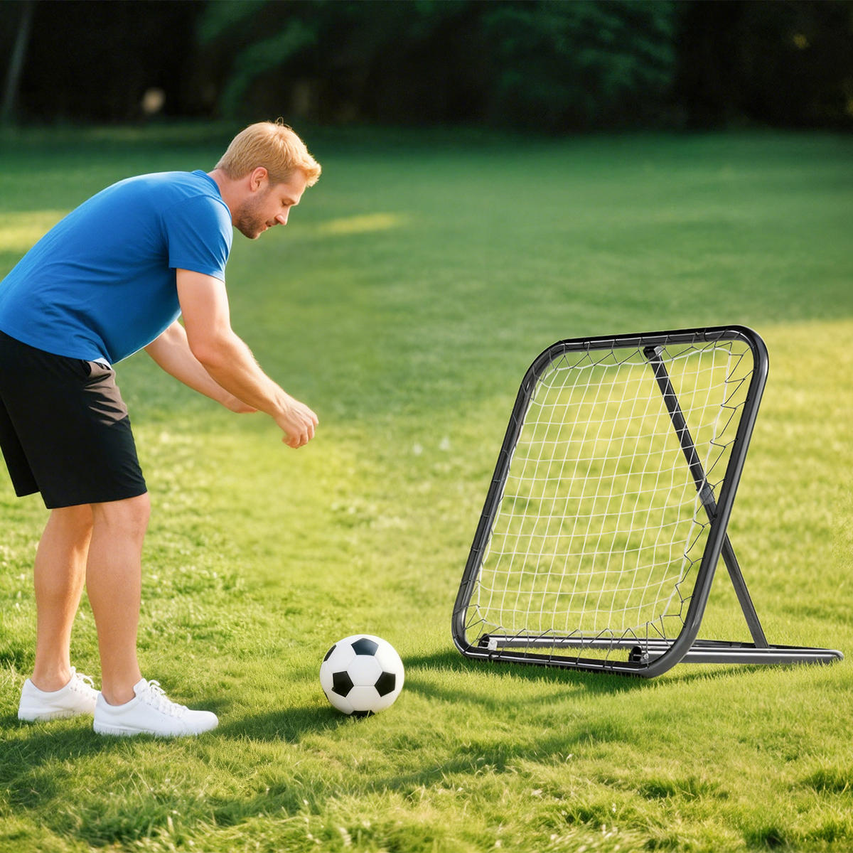 REBOUNDER DE-18591 verstellbarer Winkel, klappbar Schwarz - Schwarz, Metall (84/78cm) - ComfortXL