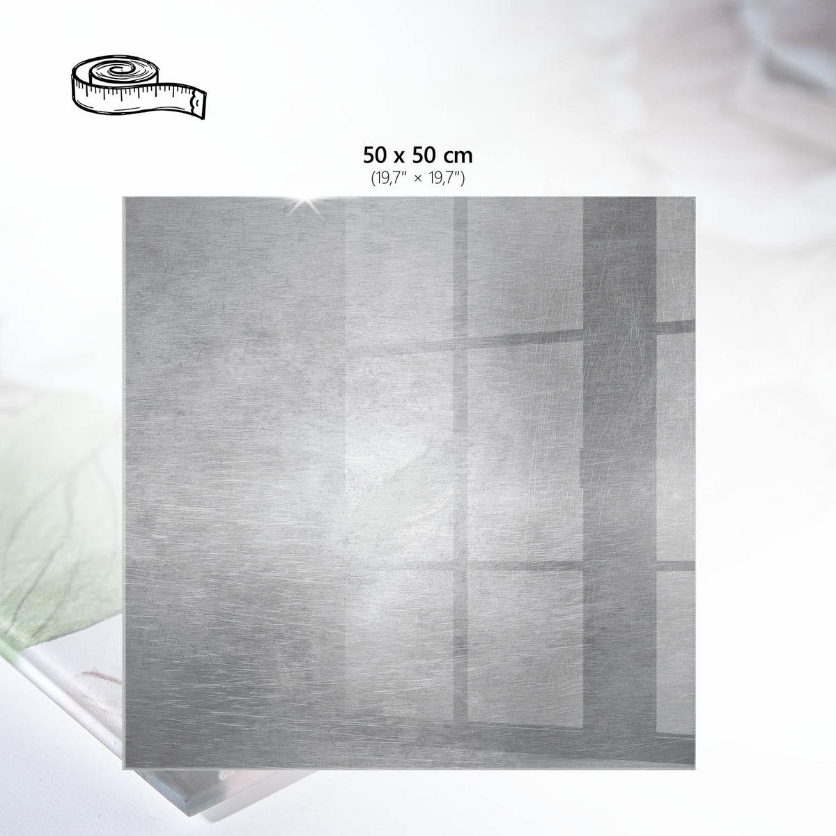 TISCHPLATTE 50x50 cm – Metallischer Glanz - Grau, Glas (50/50/0.4cm) - Wallfluent