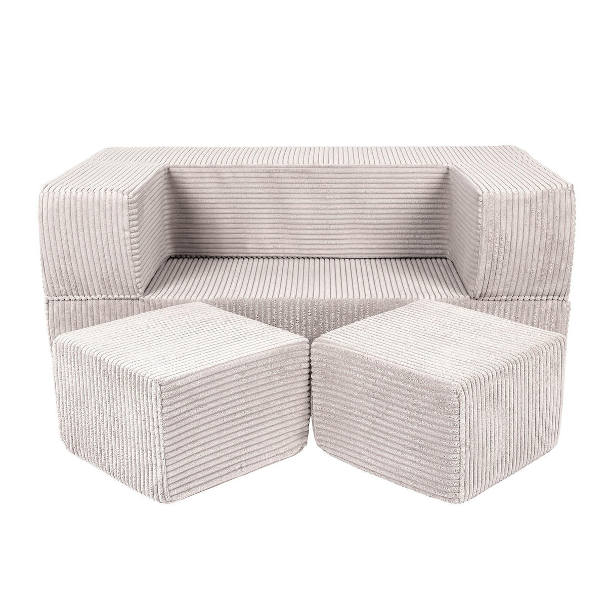 KINDERSOFA, Aesthetic, Cube, Ecru - Ecru, Textil (96/40/50cm) - MeowBaby