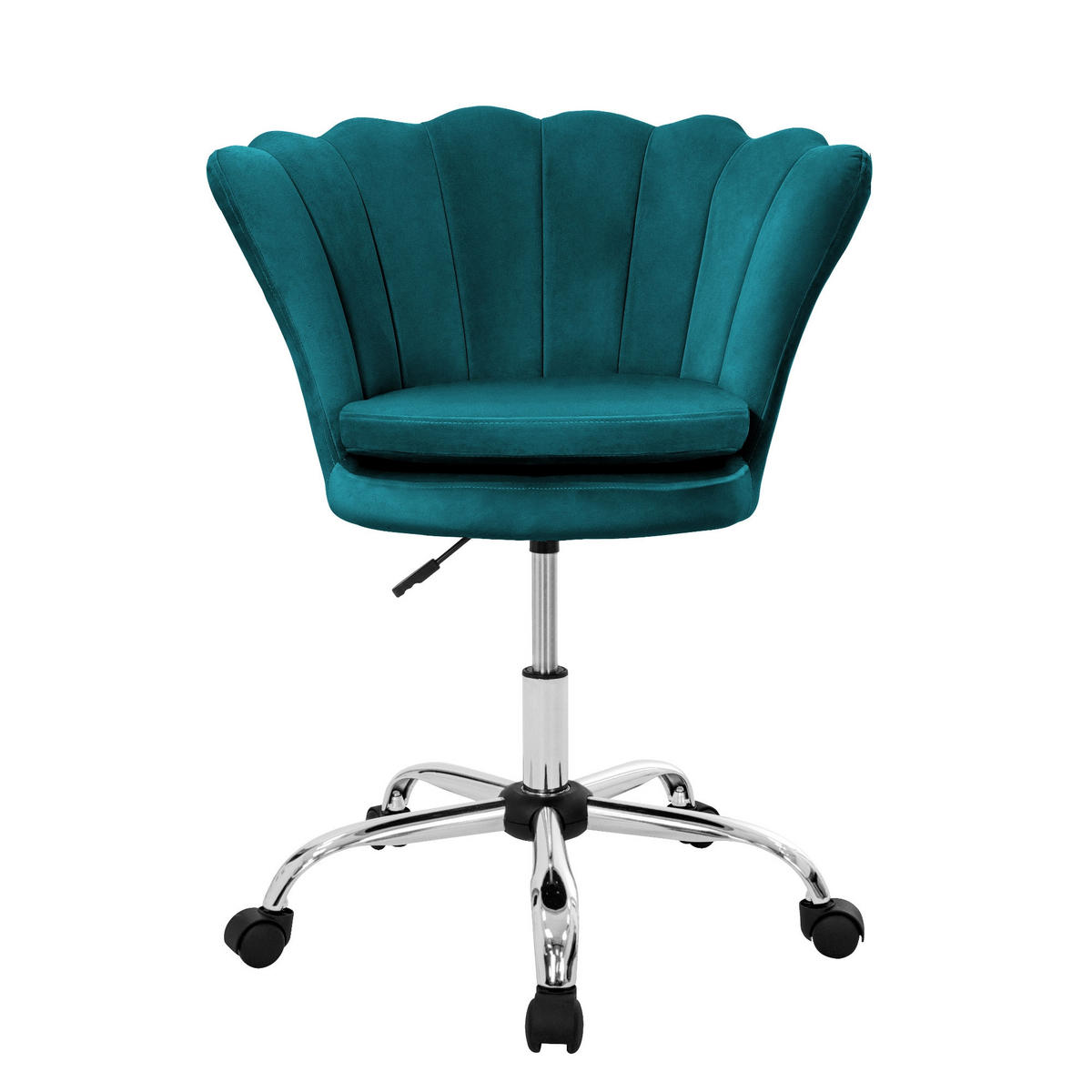 BÜROSTUHL Samt Petrol - Türkis, Metall (68/90/68cm) - ML-DESIGN