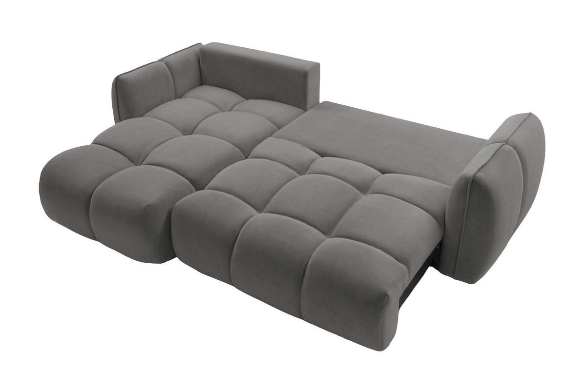ECKSOFA L-Form Mit Schlaffunktion, Veloursstoff Bluvel, Aschgrau, Links, BELVEDER L - Grau, Holz (250/168cm) - Kaiser Möbel