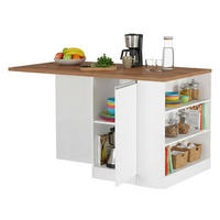 KÜCHENINSEL Glänzendes Weiß, Eiche 90/160/90 cm - Eichefarben/Weiß, Holzwerkstoff (160/90/90cm) - DMORA