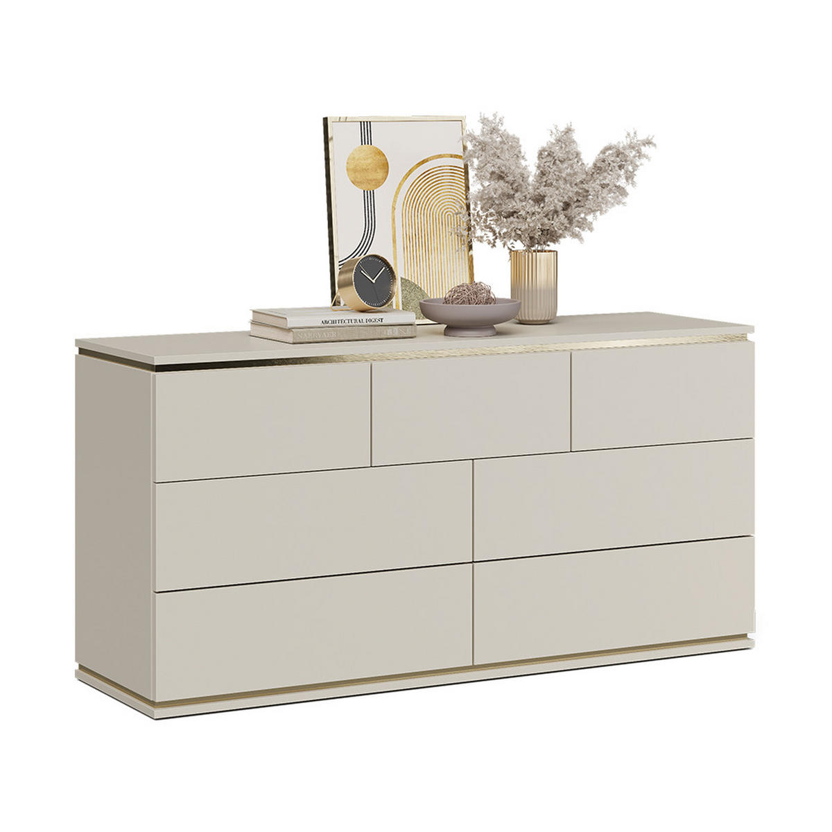 KREDENC Linette Kašmír - zlatá/kašmírová, kompozitní dřevo (139.8/70/42cm) - Vicco