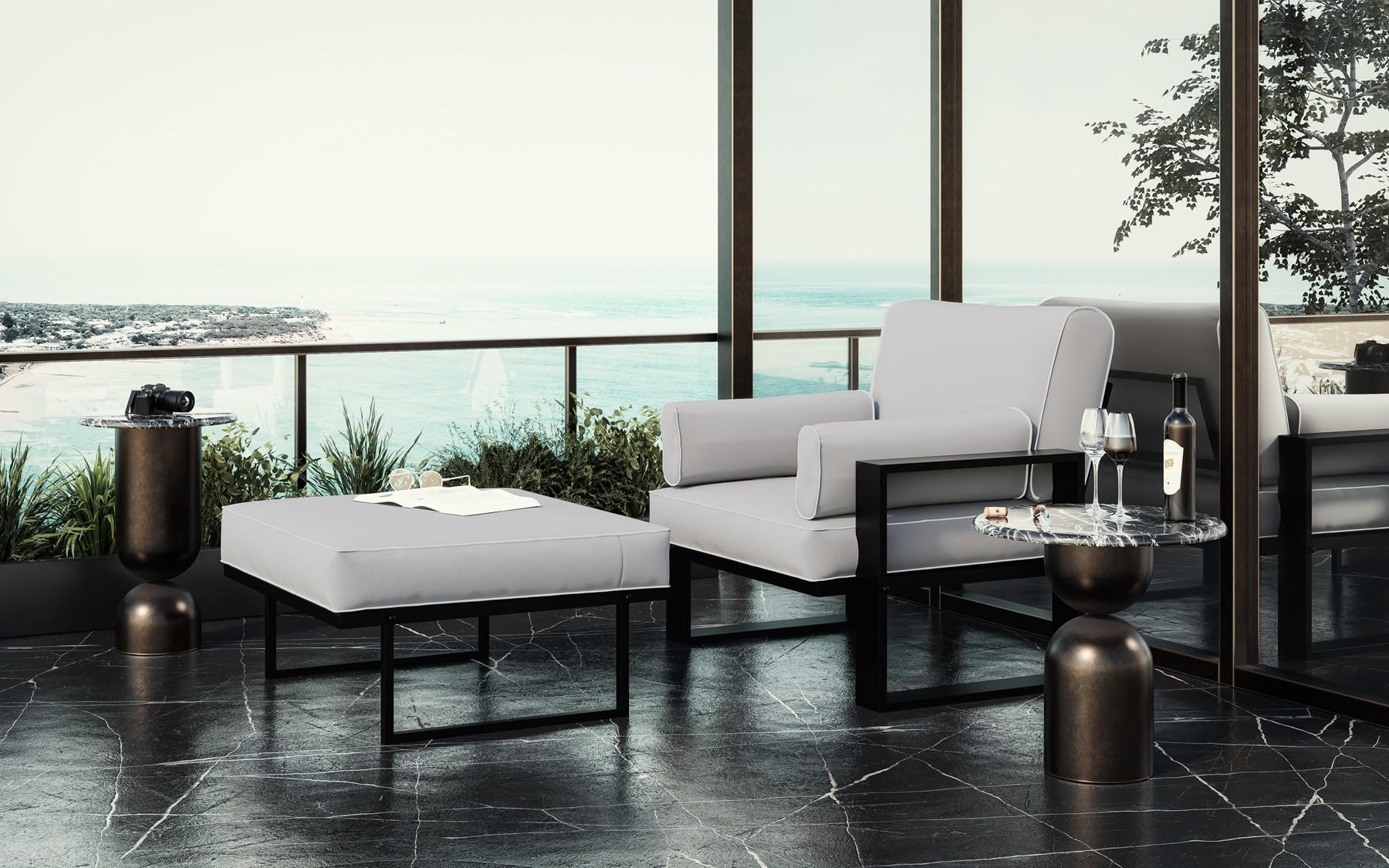 Thumbnail - Bettso Gartenhocker, Türkis, Holzwerkstoff, 78x42x78 cm, Gartenmöbel, Gartenstühle, Gartenhocker