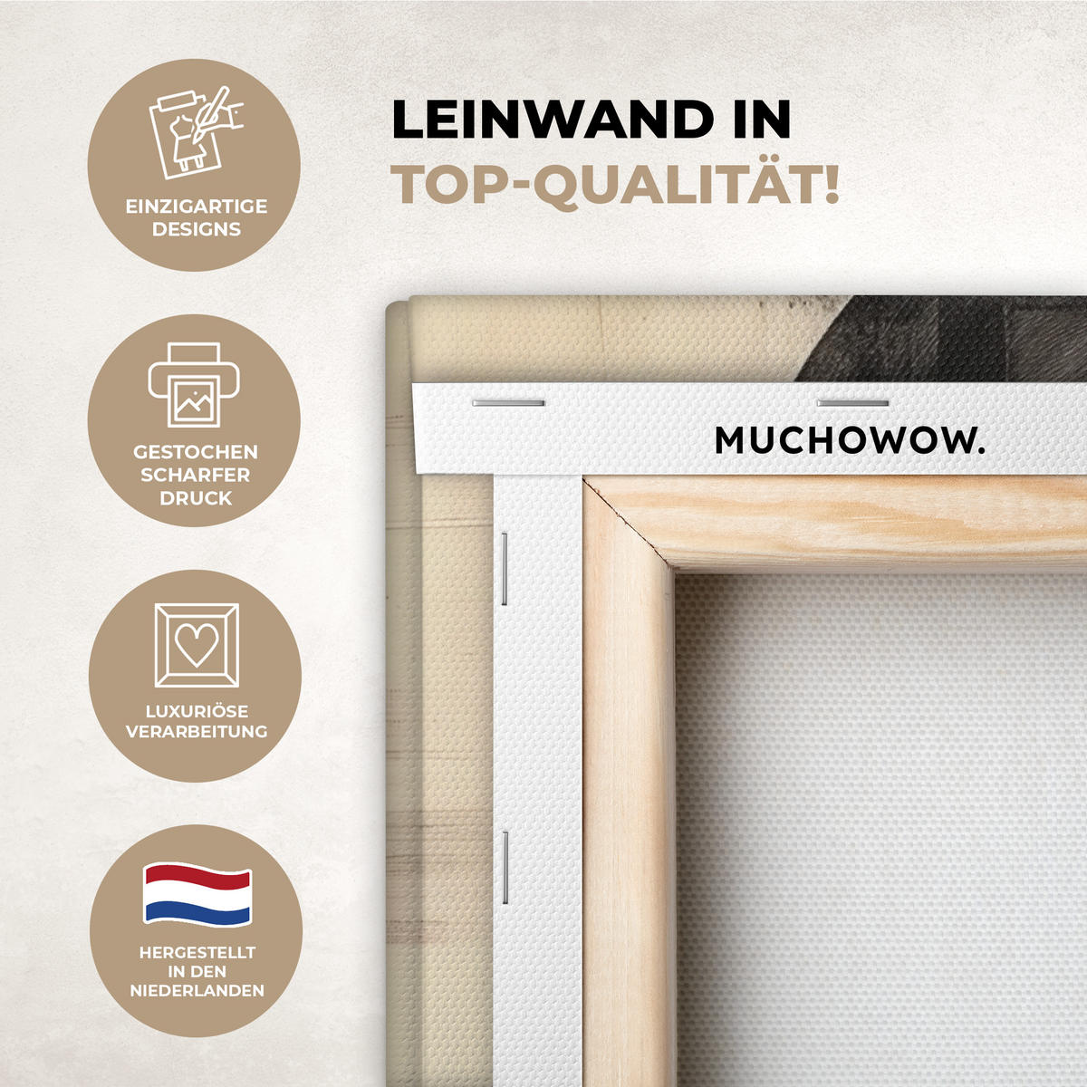 LEINWANDBILD Kreise - Balken - Schwarz - Abstrakt Wandbild Wohnzimmer 50x50 cm - Schwarz, Textil (50/50cm) - MuchoWow