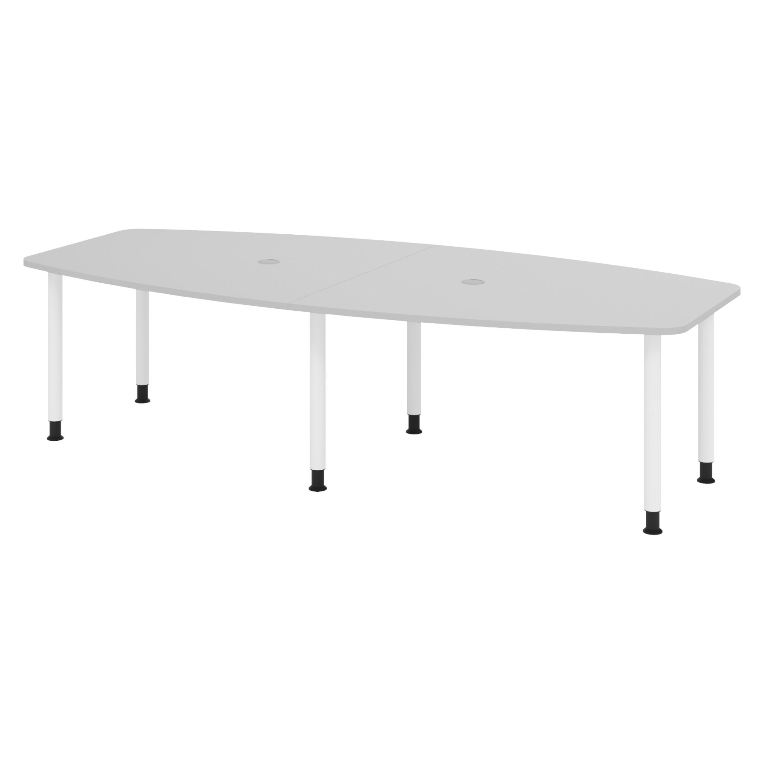 KONFERENZTISCH mittel KT28 130/280/74 cm in Grau/Füße in Weiß - Weiß/Grau, Holzwerkstoff (130/280/74cm) - bümö